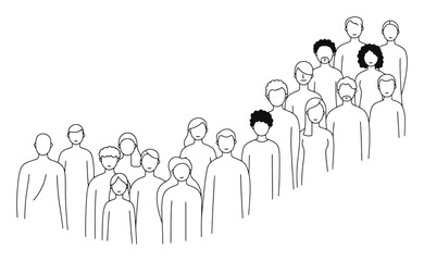 Naklejka premium Minimalist Line Art Diversity Inclusion People, Unified Figures, Equality Vector Design