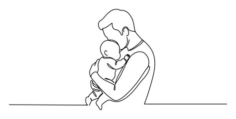 Minimalist Line Art Parent Child Care Love Family Tenderness Vector Design