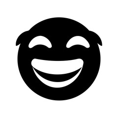 Black emoji face with smiling eyes and a big toothy grin