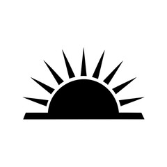 Stylized Sunrise or Sunset Icon with Angular Rays Emerging From a SemiCircle