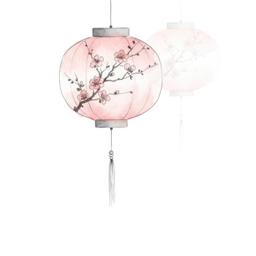 Elegant Japanese lanterns with floral designs illuminating a dark canvas for a sophisticated