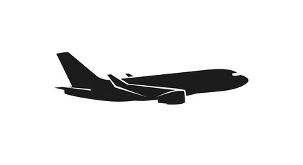 Airplane Silhouette - Modern Aviation and Travel Icon.