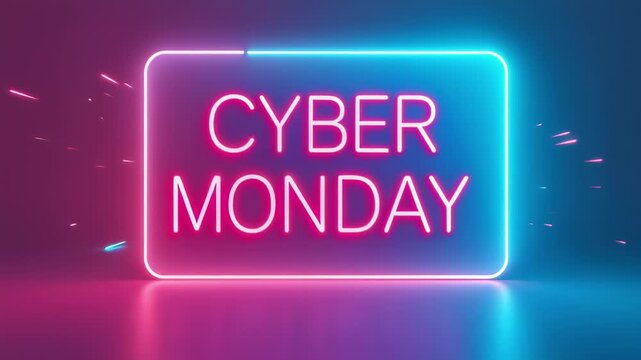 Cyber Monday neon glow animation promotes tech sales and discounts with soft blur 
vibrant futuristic colors perfect for grabbing attention and driving conversions