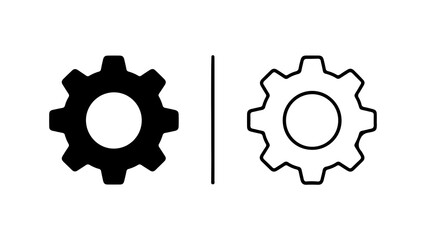 Fototapeta premium Gear icons with outline and solid fill with transparent background