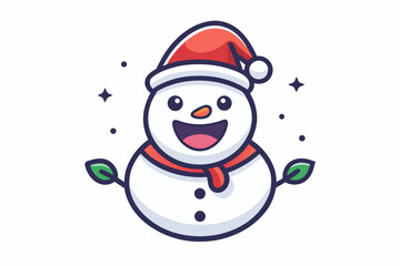 Playful Snowman Icon Happy Winter Character Design  