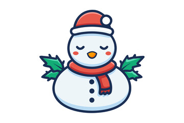 peaceful snowman closed eyes calm smile winter icon