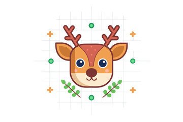 reindeer face geometry circular head triangular antler design