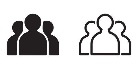 Group of people silhouette icons isolated on white background