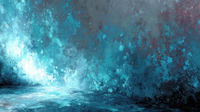 An abstract painting featuring swirling shades of blue and turquoise, evoking a sense of depth and tranquility, background for Christmas