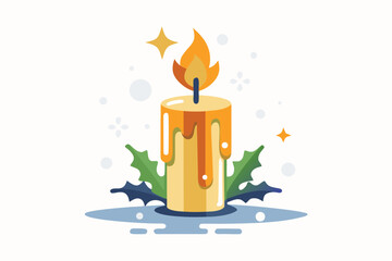 Obraz premium short candle with drips icon small wax candle burning softly, 
