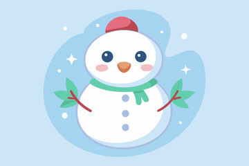 shy snowman icon blushing snowman with playful winter expression, 