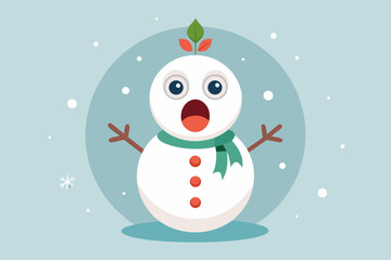 surprised snowman icon snowman face with big round eyes