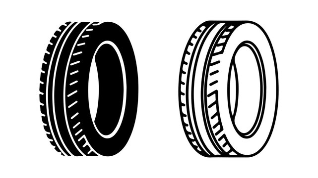 Tires with treads and transparent background
