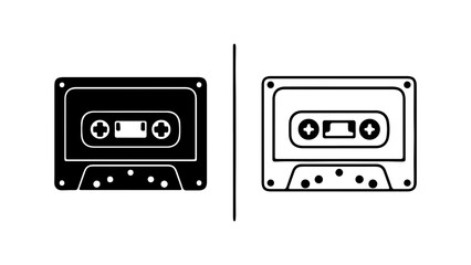 Obraz premium Cassette tapes outline and solid with transparent background