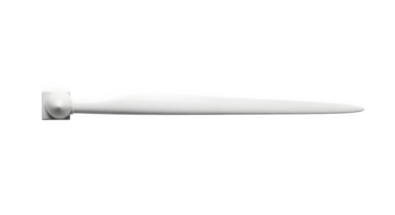 Closeup of a single white wind turbine blade isolated on transparent background, showcasing its aerodynamic design and smooth surface for efficient energy conversion