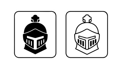 Fototapeta premium Medieval knight helmets in rounded squares