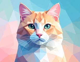 Fototapeta premium illustration of a cat with geometric shapes