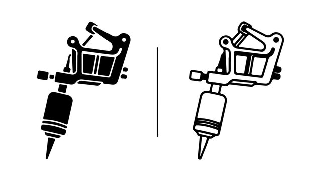 Tattoo machine icons with transparent background