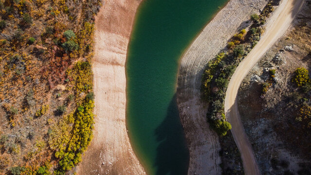 4K Aerial Utah Fall Autumn Hiking Drone views of Causey Reservoir Weber County Utah 
