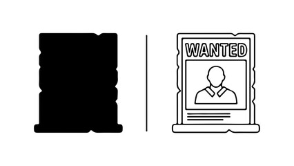 Wanted poster with suspect outline with transparent background
