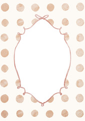 Watercolor Template Frame with polka dot. Cozy autumn design. Whimsical vintage element in cottagecore style for invitation, social media and posters.