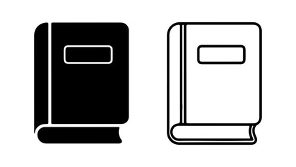 Book icons with outline and solid fill with transparent background