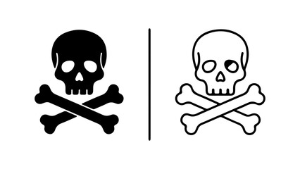 Skull and crossbones icon with transparent background