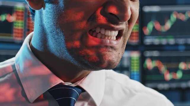 Trader Reacts Negatively to Stock Market Fluctuations and Financial Loss