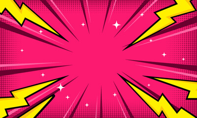 Comic pink burst background with star. Comic pink background with thunder. vector eps10