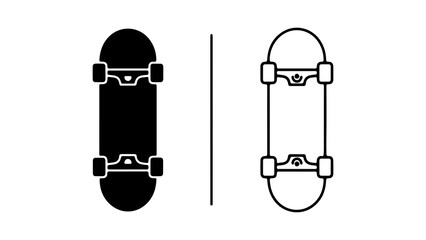 Skateboard icons with black and white styles