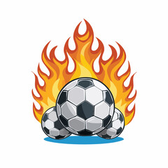 Fototapeta premium Flaming Soccer Balls Isolated 