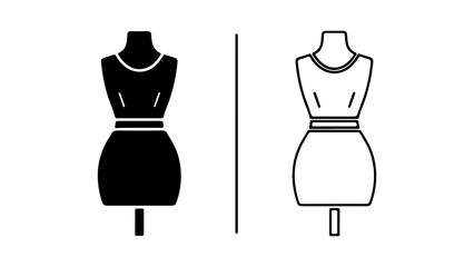 Dress form with outline and solid fill with transparent background
