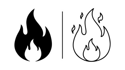 Fire flames icon with transparent background