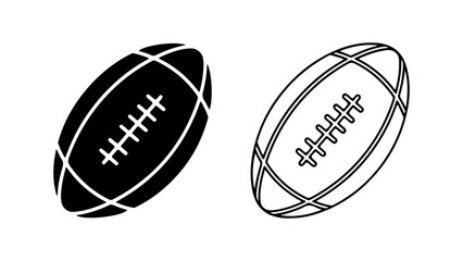 American footballs outline and solid with transparent background