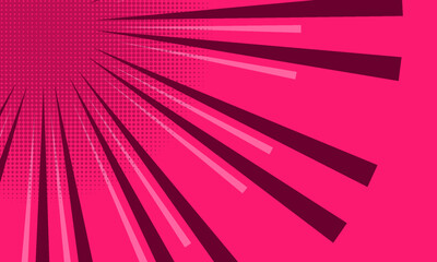 Pink abstract background pop art background for poster or book in pink color radial rays backdrop with halftone effect