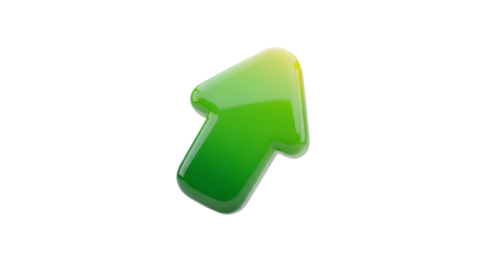 3d icon of a green arrow pointing up and to the right isolated on transparent background
