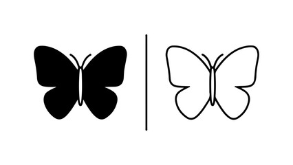 Butterfly outline and solid shapes with transparent background