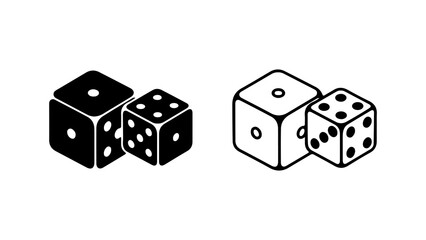 Dice pair flat icons with transparent background