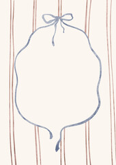 Watercolor Template Frame with stripes background.  Cozy autumn design. Whimsical vintage element in cottagecore style for invitation, social media and posters.