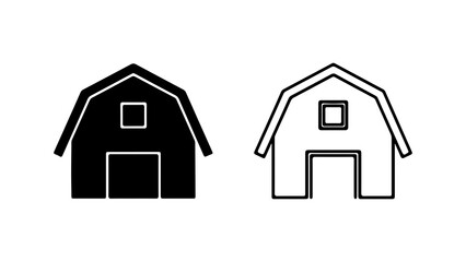Barn icons with outline and solid fill with transparent background