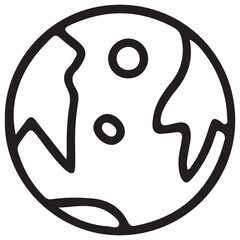 Planet with craters isolated on white background, a celestial body orbiting a star in outer space