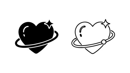 Heart planet icon with transparent background