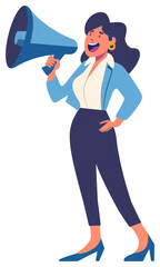 Fototapeta premium PNG Woman with megaphone illustration
