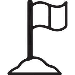 Illustration of a flag on a hill isolated on white background, symbolizing achievement and success in space exploration