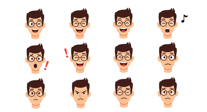 A collection of expressive cartoon faces showing a range of human emotions and reactions.