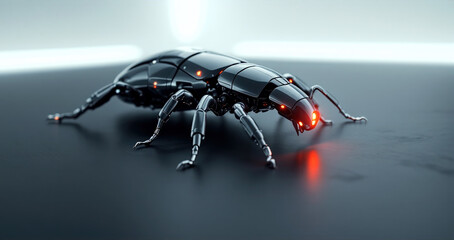 Nanorobot spider: cutting-edge robotic insect with glowing red sensors
