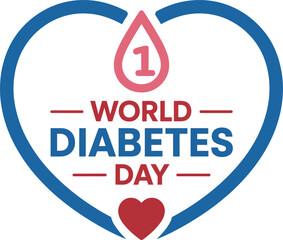 World diabetes day heart symbol awareness campaign global health event