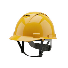 Yellow hard hat for construction on transparent background