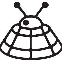 Illustration of a classic flying saucer isolated on white background, symbolizing alien life, ufo sightings, and science fiction themes