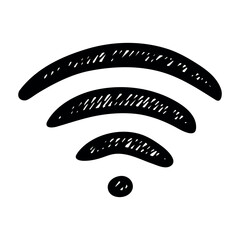Hand drawn free wifi spot zone sign Public wi-fi area sign Wireless internet clipart in doodle style Single element for print, web, design, decor 3G, 4G, 5G, 6G, IoT